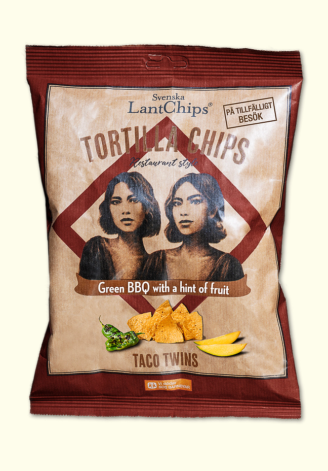 Tortilla Chips, Green BBQ with a hint of fruit, från Svenska LantChips